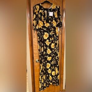 Premier Black and Yellow Floral Maxi Dress